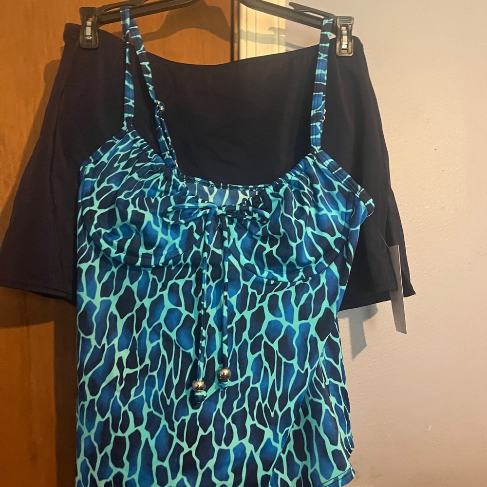 Vibrant Blue Patterned Swim Tankini